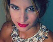 Custom One of a Kind Bridal Pastel/Nude Handpainted Vintage Rhinestone Necklace (Example) - Medium Size