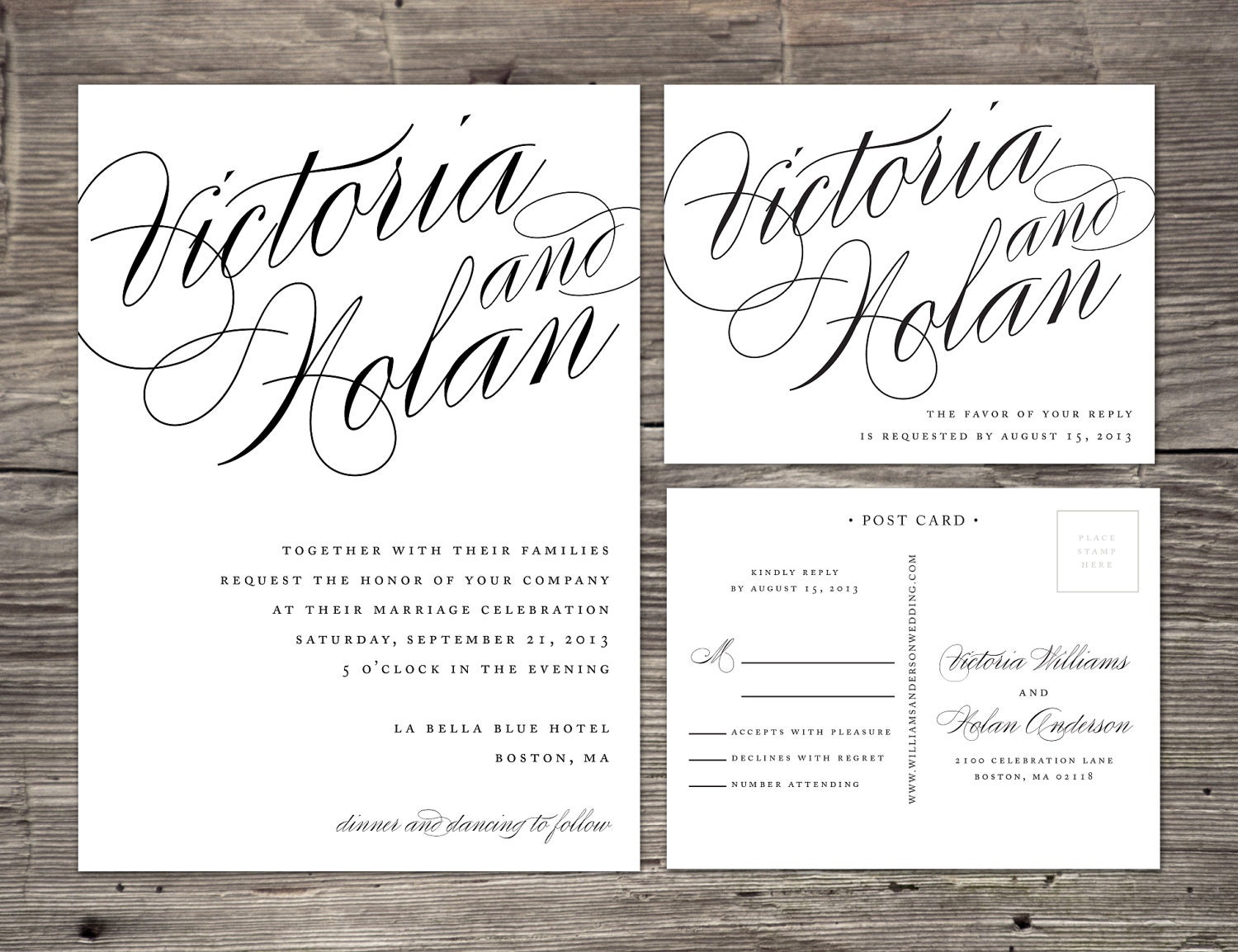 Calligraphy  Wedding Invitation & RSVP