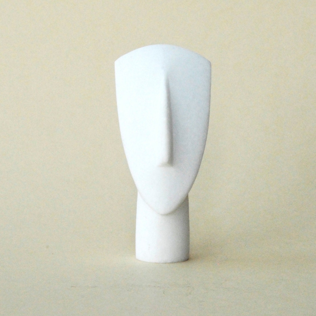 Greek Abstract Figurine Detail in White Marble