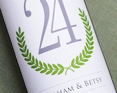 Wine Label Table Number with Laurel Wreath