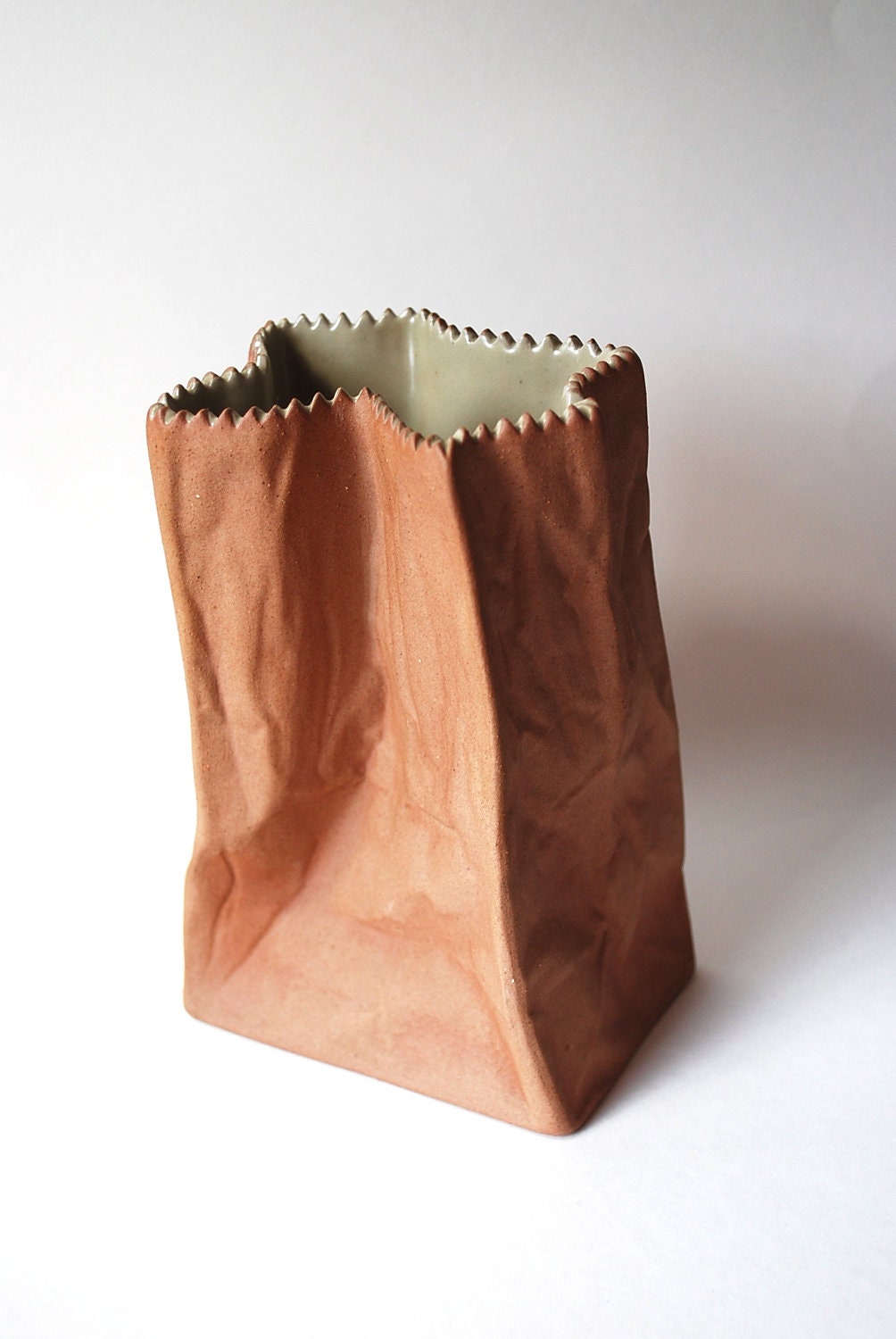 SALE 1970s Brown Paper Bag Porcelain Vase Tapio Wirkkala Rosenthal Germany