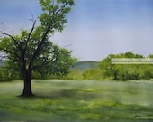 Original Watercolor American Landscape Painting 15x22 Fine Art Free US Shipping