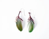 Green feather earrings
