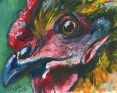 Watercolour Rooster Portrait Print