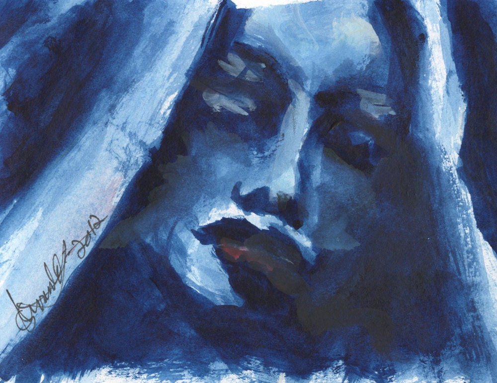 Take Back the Night: Blue Lady 1 Watercolour Print (8.5x11)