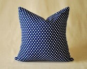 Polka Dot Pillow Cover Navy Blue Dot Vintage 16"x16"