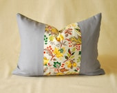 Pillow Cover Vintage Floral Color Block Green Geometric 14"x18