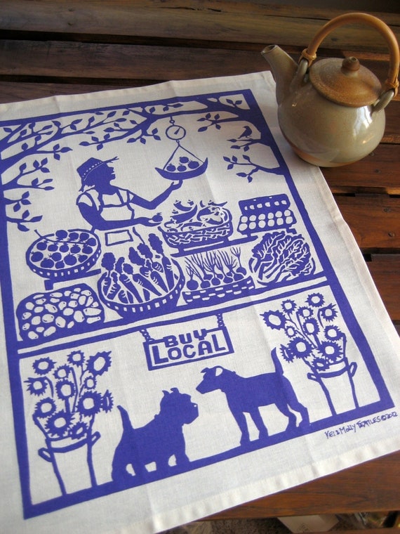 Tea Towel - Growers' Market: Green or Purple Available