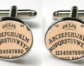 Silver Bezel CuffLinks Glass Round Ouija Board Gothic Spirits Ghosts Halloween Unisex