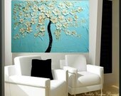 Original Large  gallery canvas abstract contemporary 36" palette knife signature floral  impasto oil painting by Nicolette Vaughan Horner