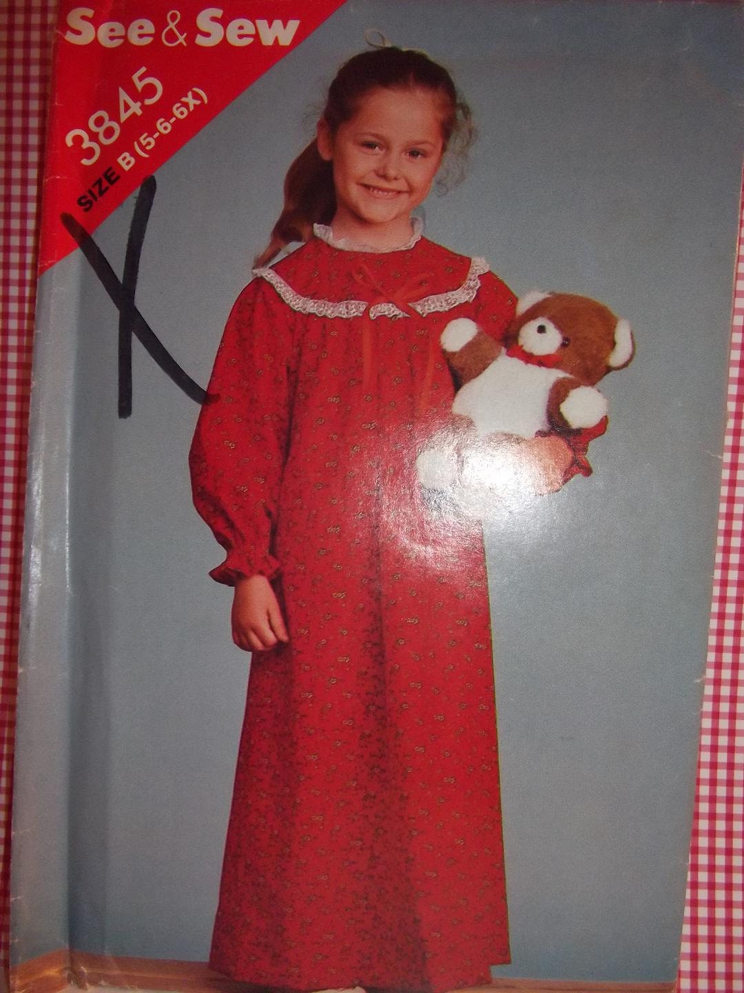Girls Night Gown Pattern - See & Sew - Vintage Butterick  - 3845 - Rare and Uncut - Sz 5 - 6 - 6x
