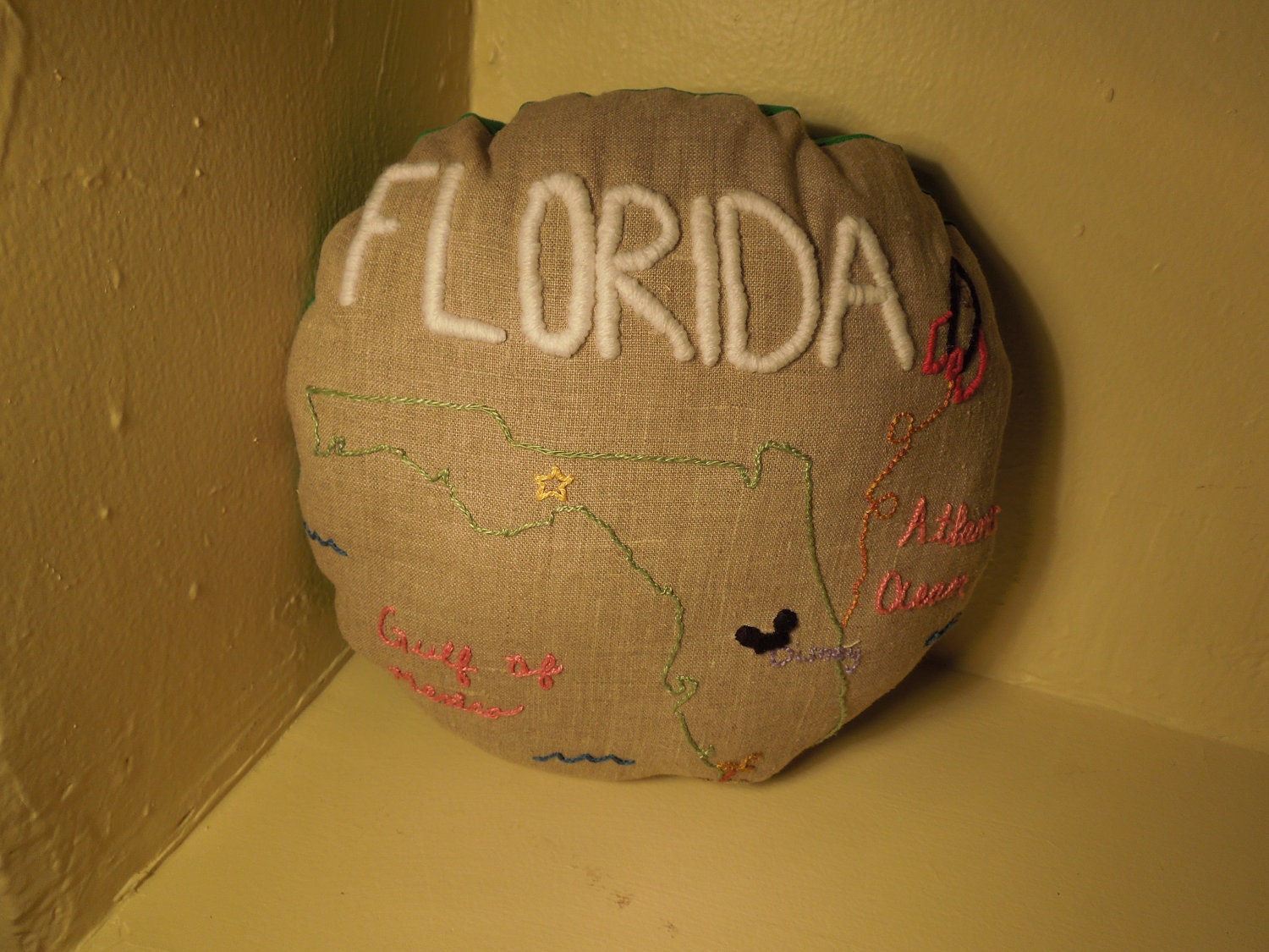 Embroidered Florida Landmark Pillow