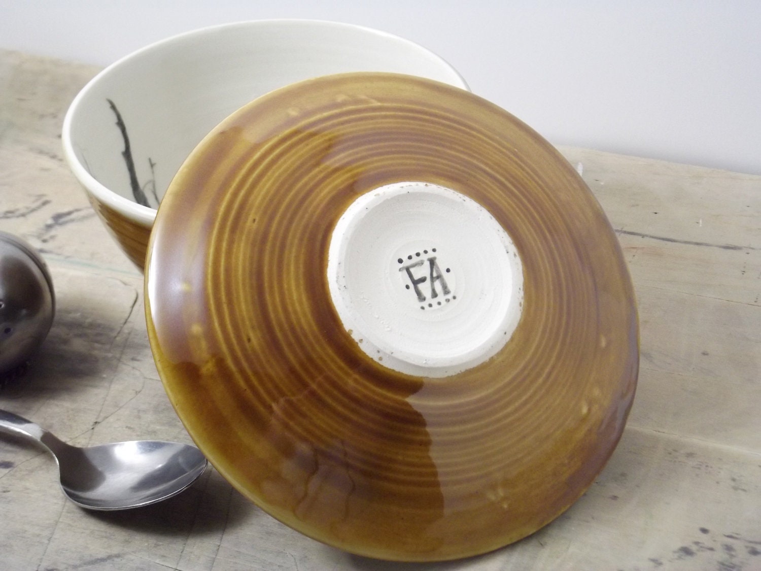 Porcelain Dark Amber Stag Beetle Tea Cup and Saucer
