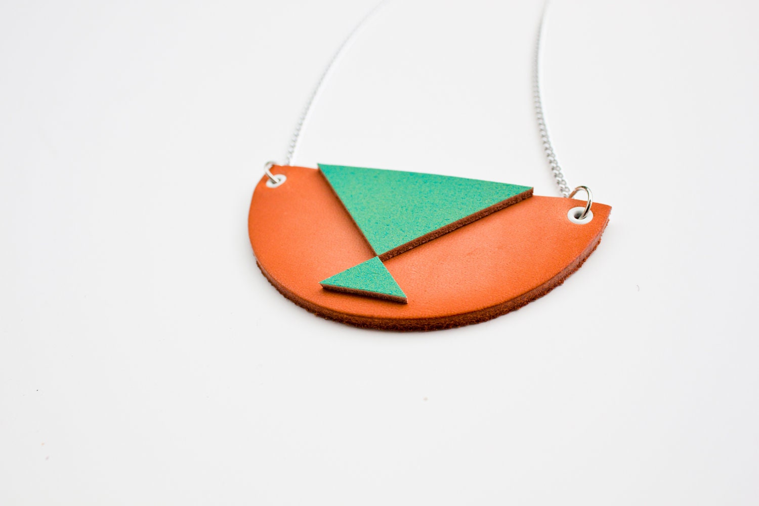 Teal and Tan Aztec Leather Necklace by Cre8tivesoul