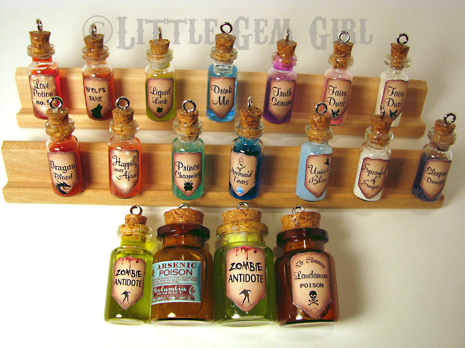 Truth Serum - Glass Bottle Cork Necklace - Potion Vial Charm - Purple Shimmer - Magic Spells - Steampunk