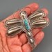 Large Revival Style Navajo Aaron Toadlena Sterling Turquoise Turquoise Dragonfly Pin