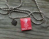 The Karate Kid Mr. Miyagi Keep Calm And Wax On Scrabble Tile Pendant Necklace