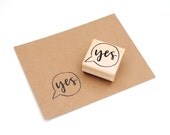 Stamp of Approval, Yes, Voice Bubble Illustration, Handwritten Calligraphy Design, Square Art Mount Stamp, Stationery Supply