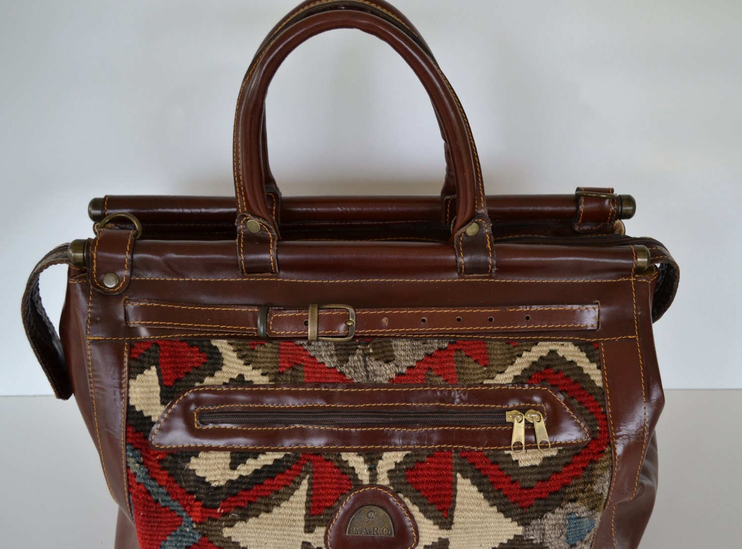 Vintage Carpet Bag Kilim Tapestry Weekender Bag