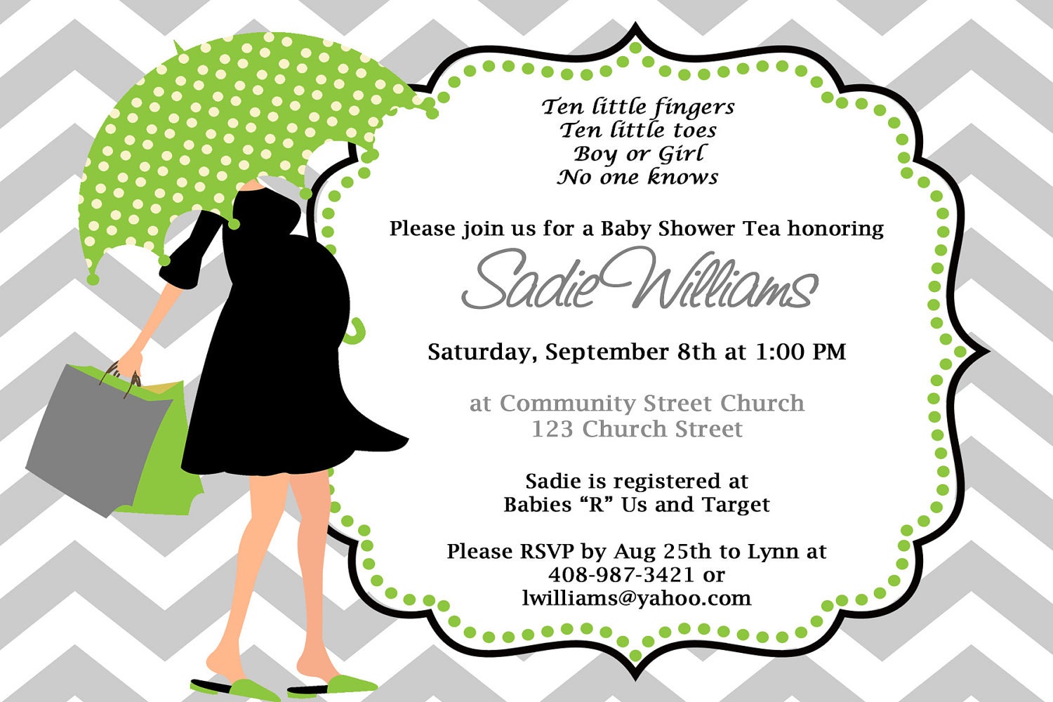 DIY Modern Mom Printable Baby Shower Invitation. Printable Green Neutral Chevron Shower Invitation Il_570xn