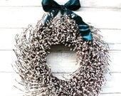 SCENTED Clean Cotton-White Berry Wreath-Spring Wreath-Wedding Decor-Year Round Door Wreath-Custom Choose Scent and Ribbon