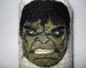 Needle felted Hulk Avengers can cozy /  Koozie