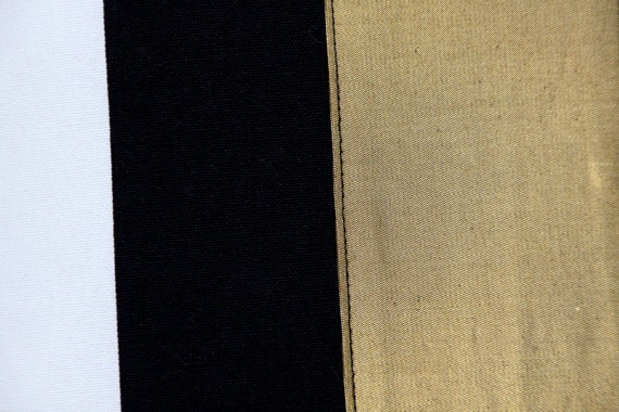 Cotton Black-White Throw pillow case with gold color accent, 16"x16",  Cushion case, Toss pillow case.