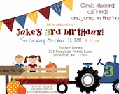 PRINTABLE Hayride Pumpkin Patch Birthday Party Invite- Printable party invitation by Luv Bug Design