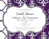 PRINTABLE Glam Bridal Shower Party Invite Purple- DIY printable party invitation by Luv Bug Design