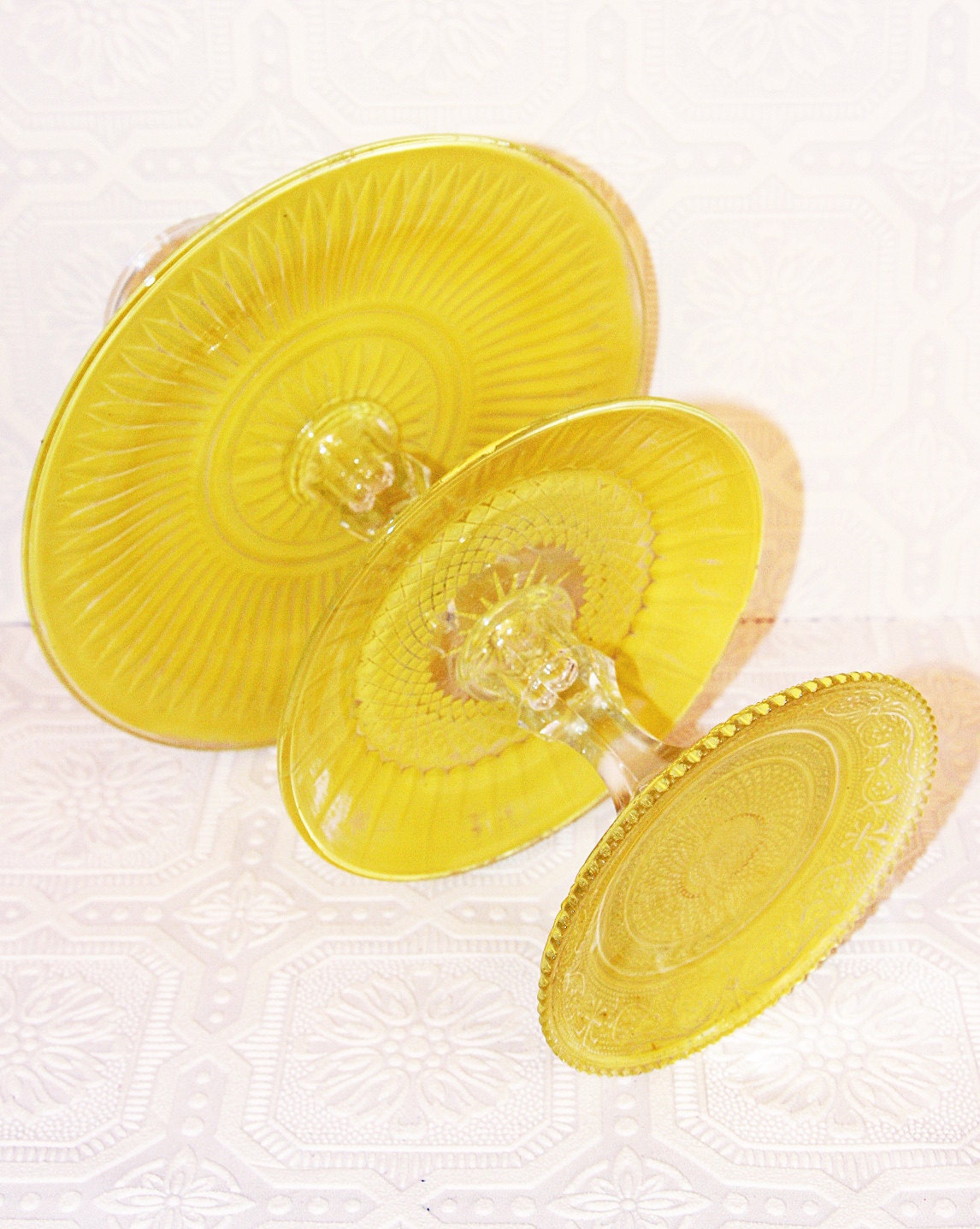 Lemon Yellow Made To Order Shabby Chic 3 Tier Vintage Reclaimed Cupcake Stand / Jewery Stand