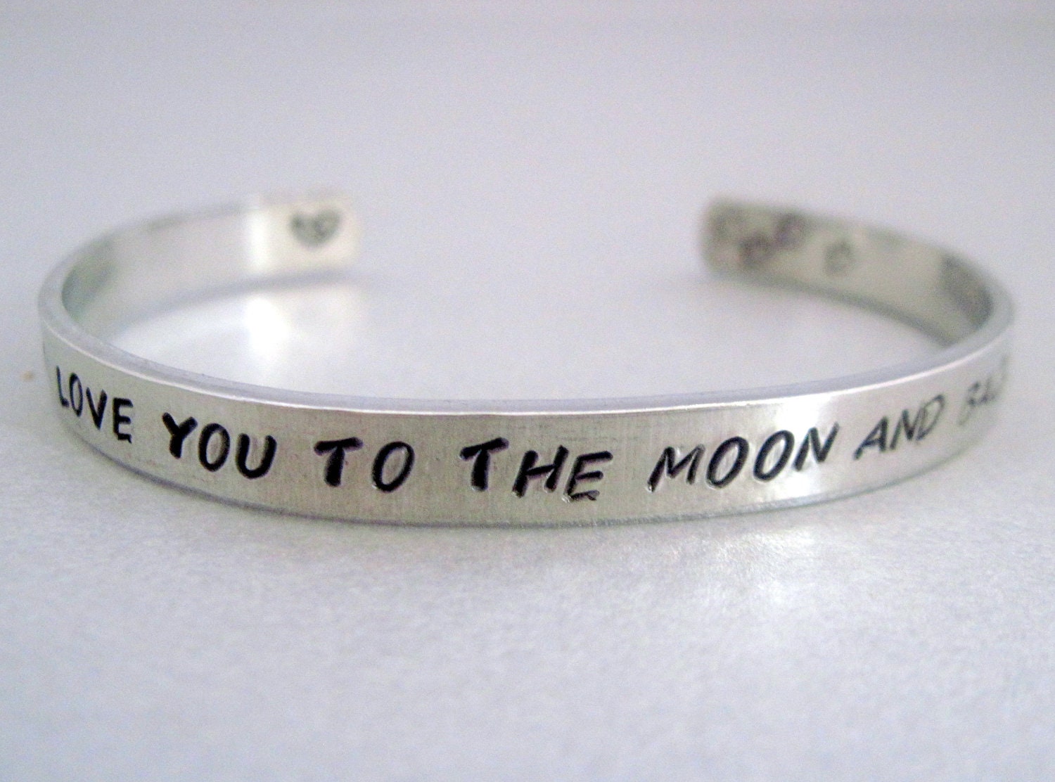 2-Sided Hand Stamped Aluminum Cuff Bracelet - I Love You to the Moon and Back