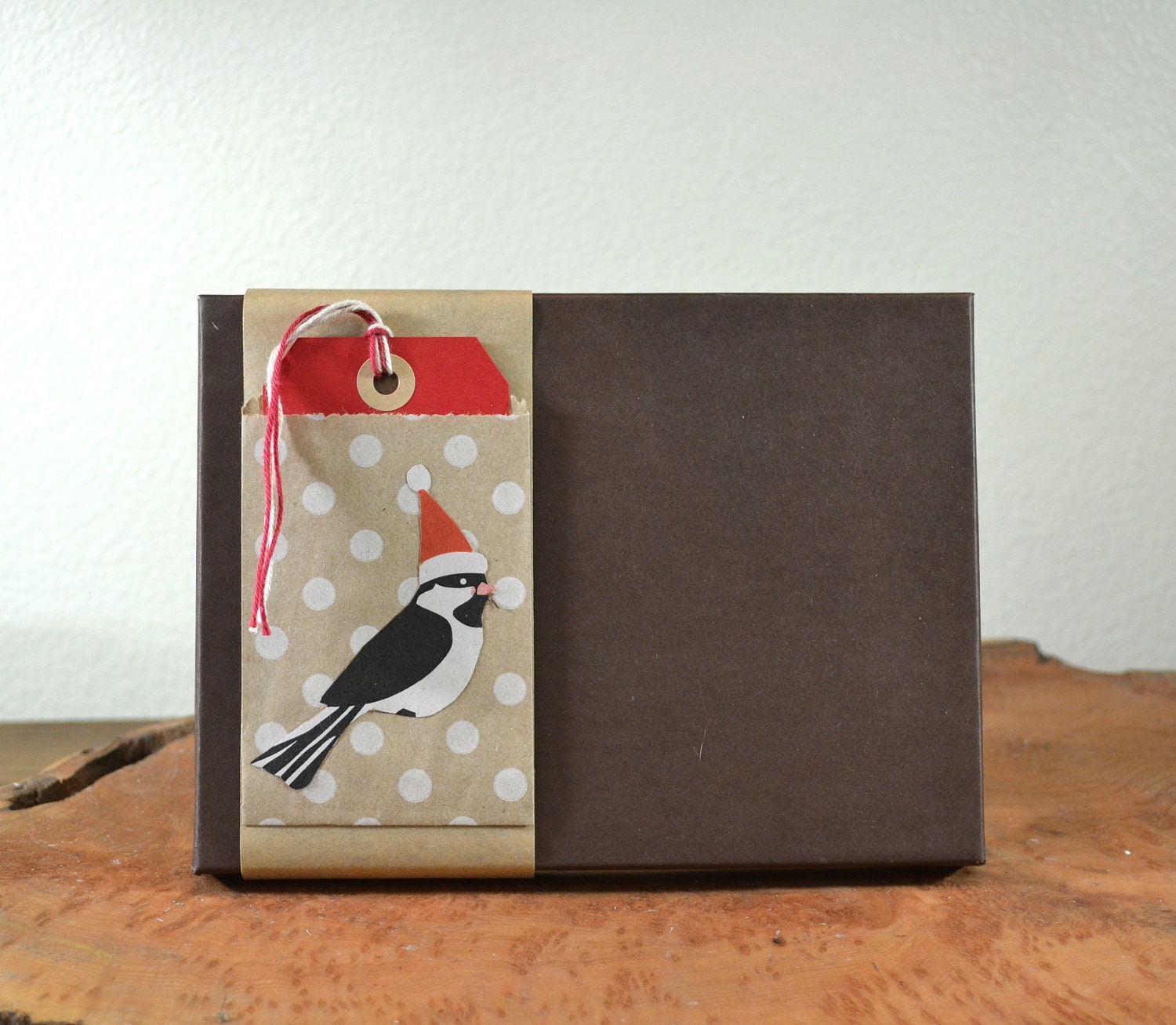 3 BROWN gift boxes - holiday or Christmas gift wrap, A7 card box, invitation box