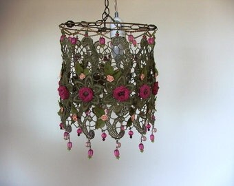 Small Flowers in a Golden Lace Handmade Ceiling Lighting