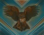 Owl (9" x 12" print of swooping owl against geometric shapes)