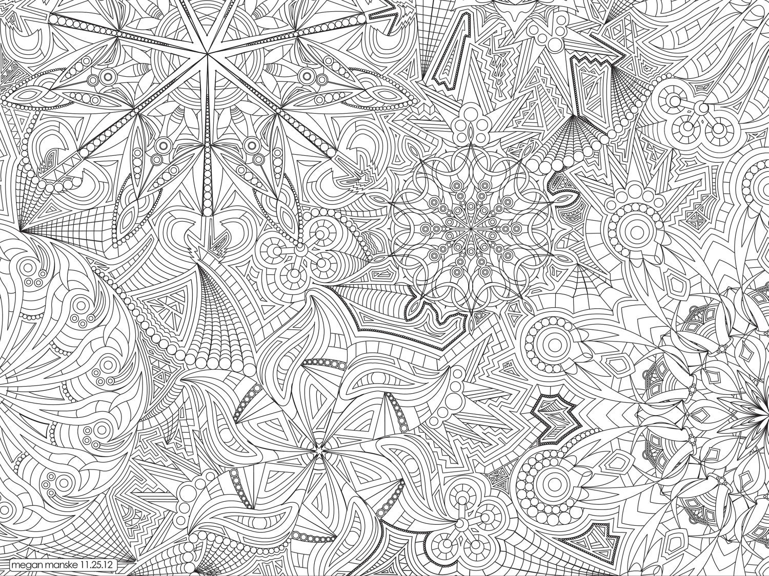 Kaleidoscope Coloring Page 9" x 12"