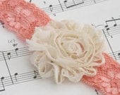 Lace Headband, Flower Headband, shabby chic rose Headband, a great New Baby Photo Prop Idea from Cwtch Bugs