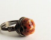 Autumn Fall Pumpkin Antique Brass Wire Wrapped Ring- Custom Size