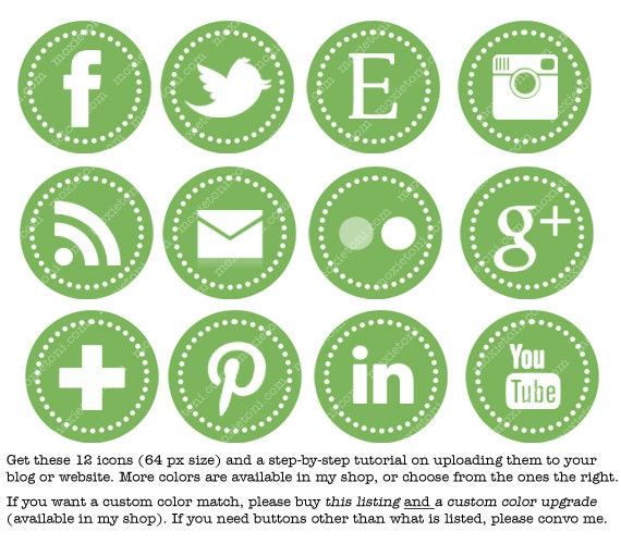 Blue Web & Blog Buttons: 12 Social Media Buttons For Your Blog