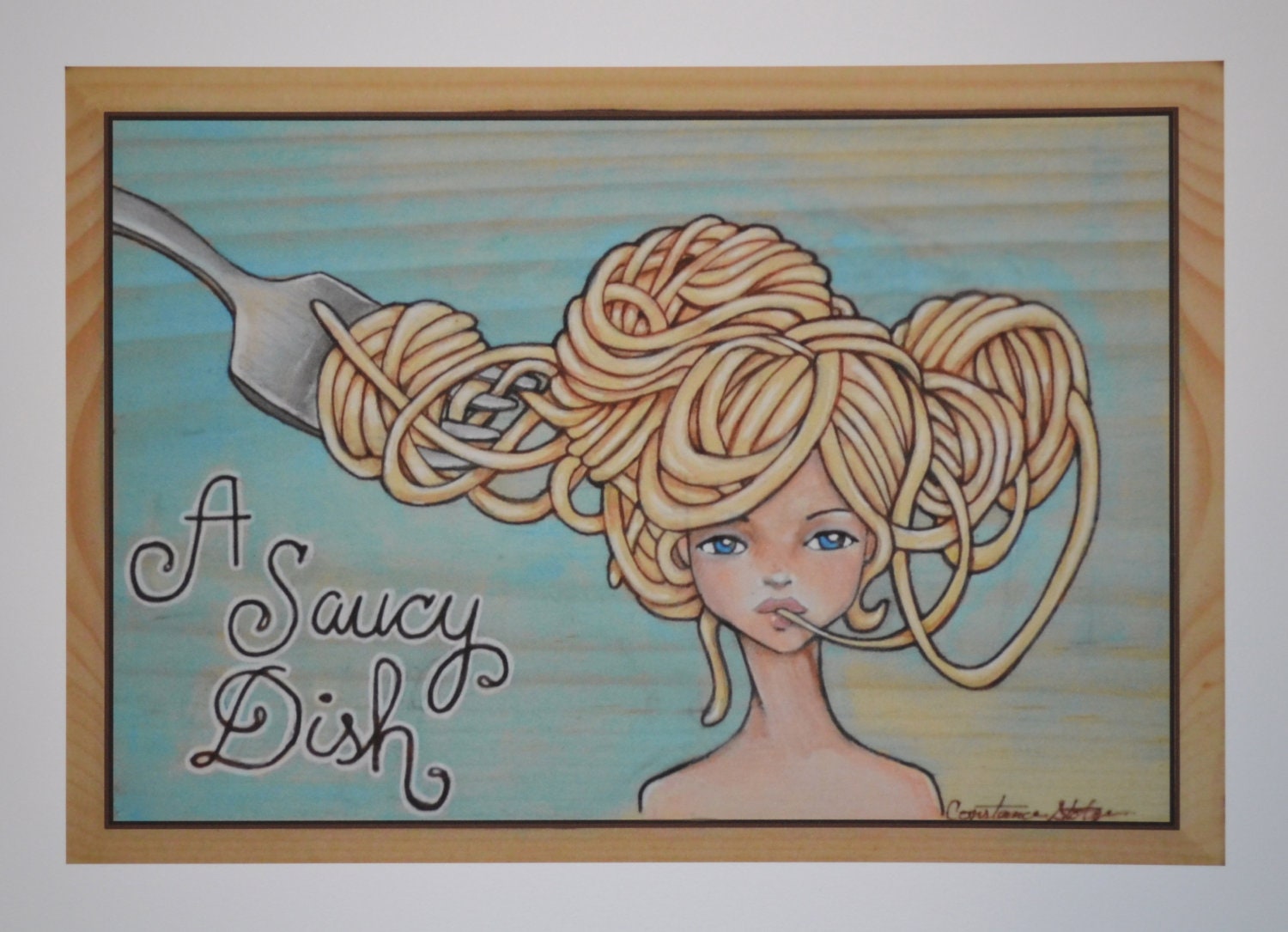 A Saucy Dish- Giclee Print of Pasta Girl 8x10