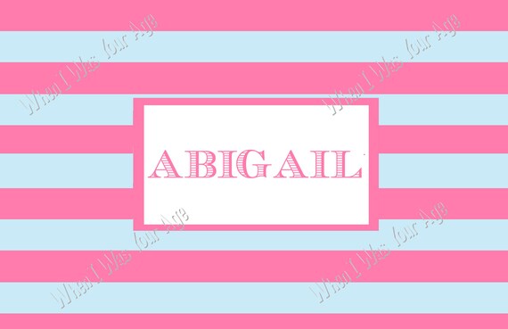 Aqua & Pink Stripe Personalized Placemat Il_570xn