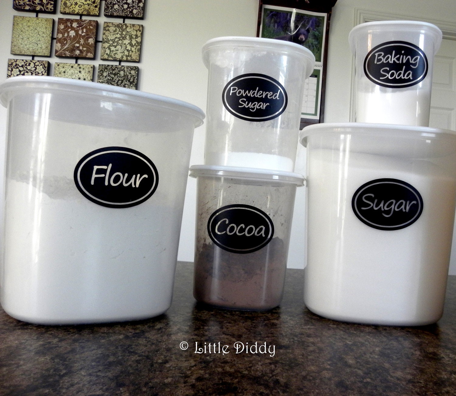 Oval Canister Labels- Set of 15 -  pantry, kitchen, flour, sugar, canisters, bins, organize