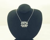 Monogram Necklace 1.25 Inch Personalized Silver Pendant-Gold Tone