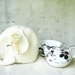 OOAK handfelted teapot cozy soft wool, cream and ivory,elephant , minimalistic, rustic home decor