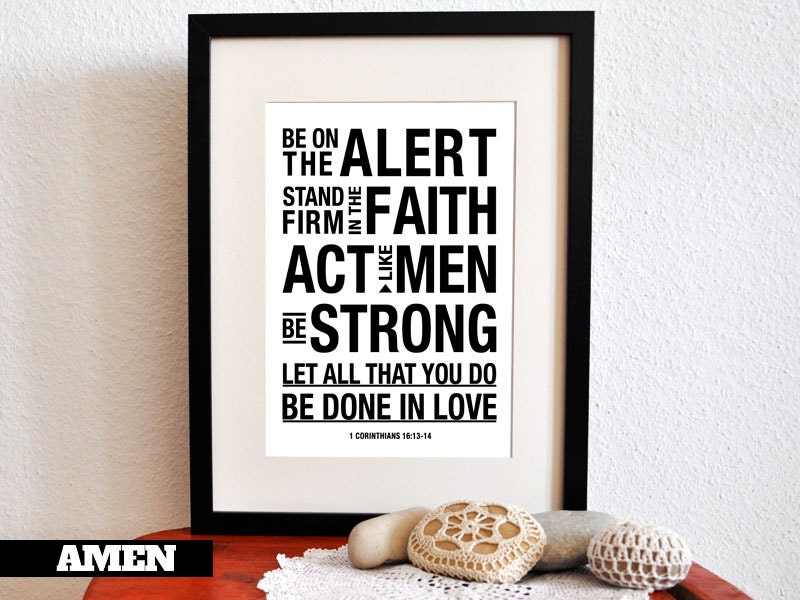 Printable Christians Scripture Print. 1 Corinthians 16:13-14. Stand Firm. 8x10in. DIY. Bible Verse.