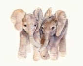 Baby Elephants print 8 X 10 from original watercolor