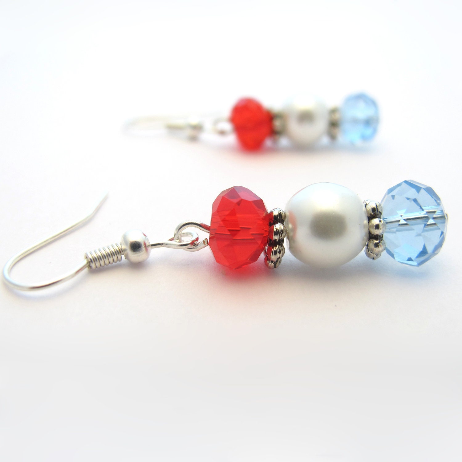 Red White and Blue Beaded Earrings