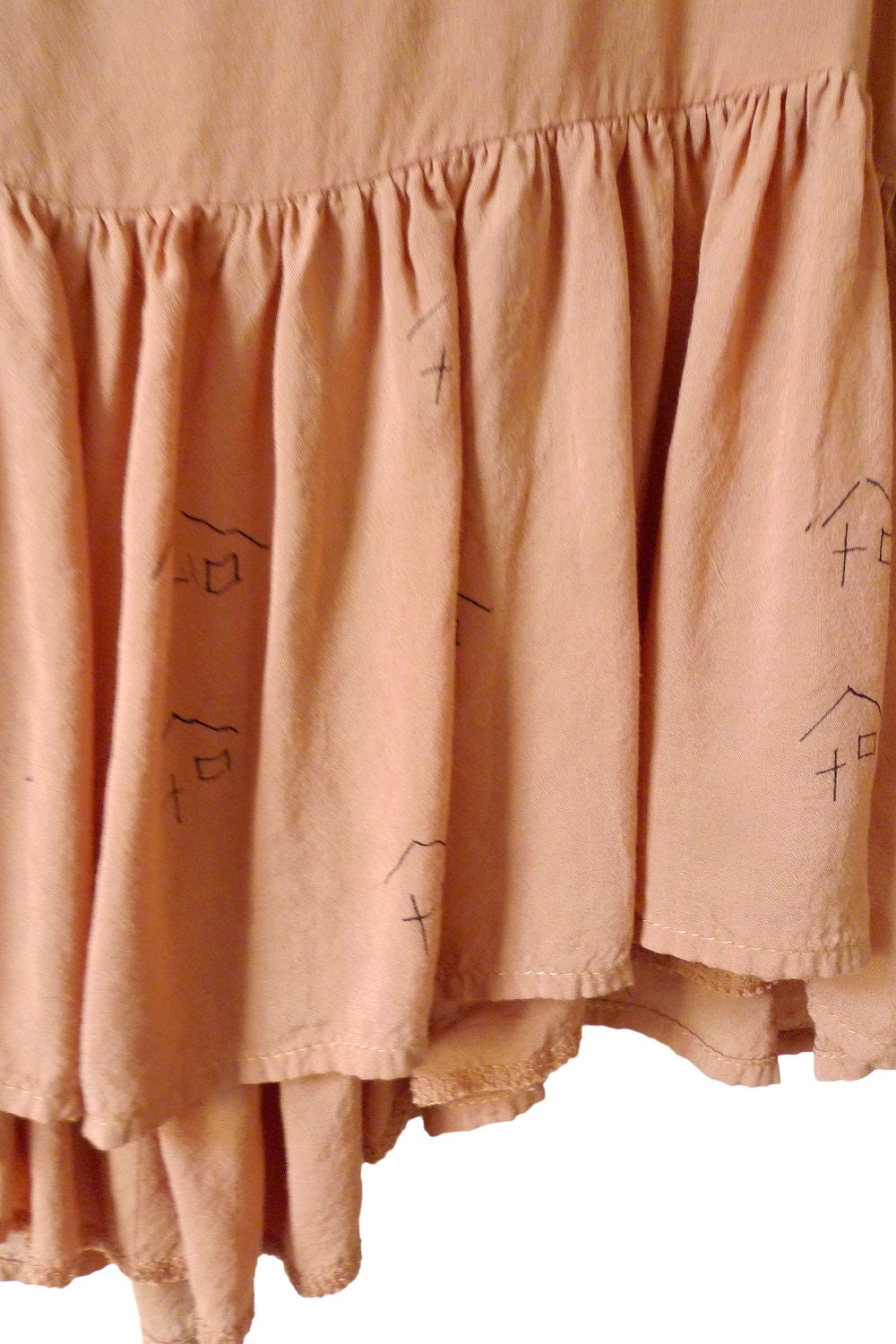 SALE: Dusty Coral Flowy Crop Top- Little Houses Print, Medium, Large