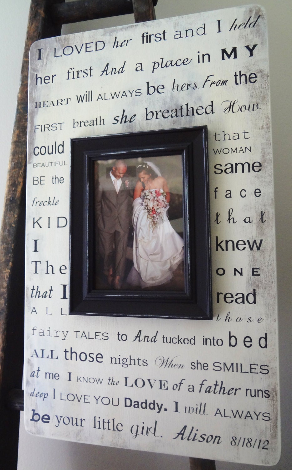 Personalized Wedding Frame Father of the Bride Lyrics 22 x 13 Customized Picture Dad Gift Birthday Anniversary Verse Song Saying Poem