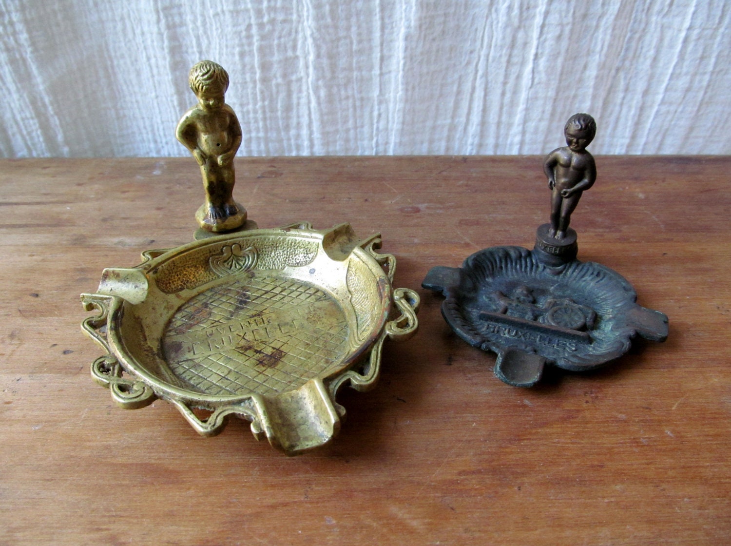 Vintage Brass Manneken de Pis Souvenir Ashtray - Brussels