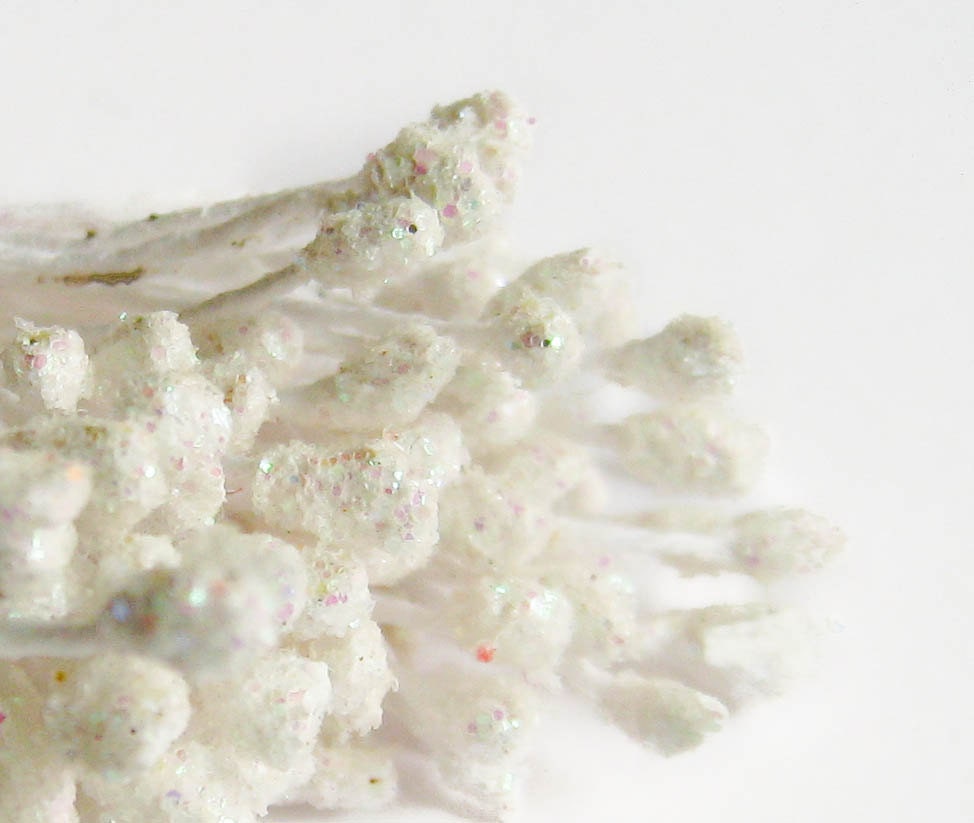 Snow White Glitter Millinery Flower Stamens